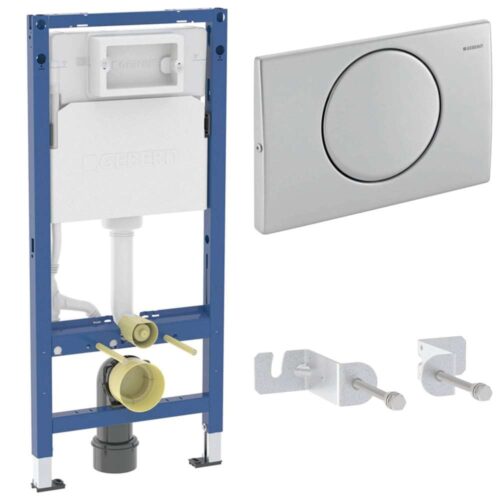 111.131.00.3 Duofix sanitarni montažni element za konzolnu WC šolju, sa ugradnim vodokotlićem(111.153.00.3), sa tipkom Delta 10 Round inox antivalndal (115.108.00.1) i setom sa montažu (111.839.00.2)