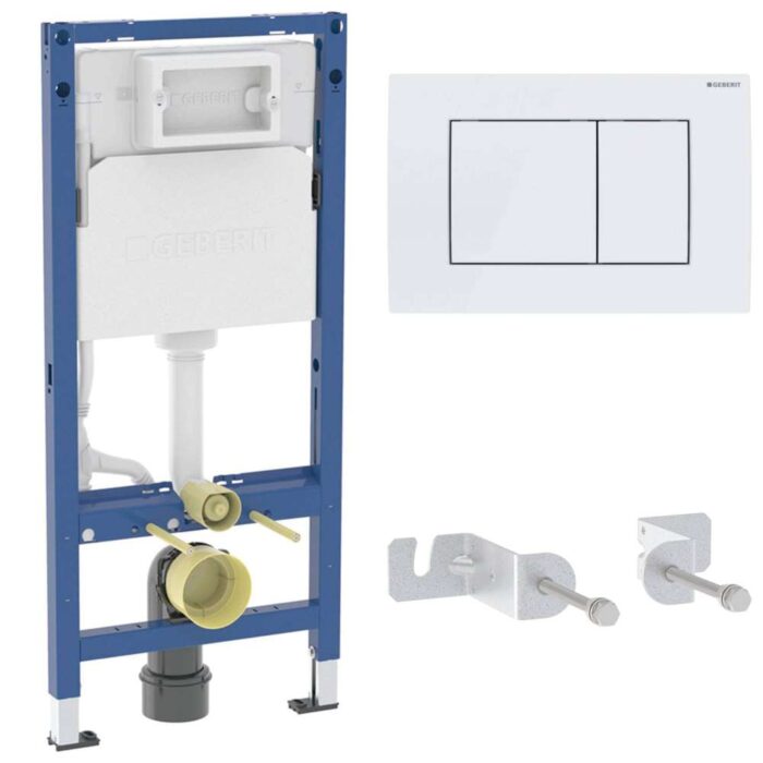 111.135.11.3 Duofix sanitarni montažni element za konzolnu WC šolju, sa ugradnim vodokotlićem(111.153.00.3), sa tipkom Delta 20 Square belom (115.137.11.1) i setom sa montažu (111.839.00.2)