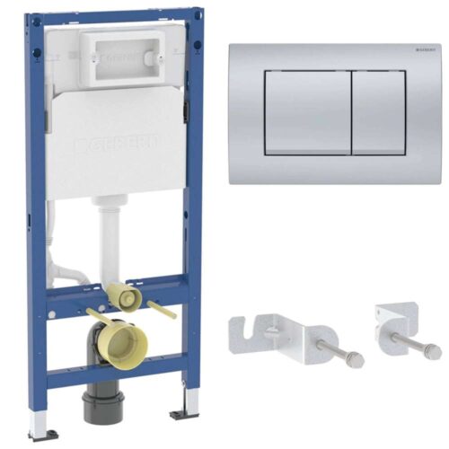 111.135.46.3 Duofix sanitarni montažni element za konzolnu WC šolju, sa ugradnim vodokotlićem(111.153.00.3), sa tipkom Delta 20 Square horm mat (115.137.46.1) i setom sa montažu (111.839.00.2)