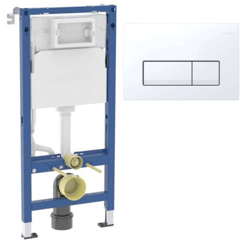 458.128.11.3 Duofix sanitarni montažni element za konzolnu WC šolju, sa ugradnim vodokotlićem(458.103.00.2), sa tipkom Delta 50 Square belom (115.119.11.1) i ugradjenim setom za montažu
