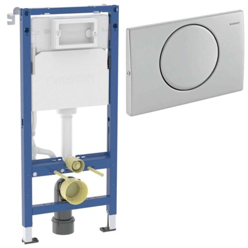 458.133.00.3 Duofix sanitarni montažni element za konzolnu WC šolju, sa ugradnim vodokotlićem(458.103.00.2), sa tipkom Delta 10 Round inox antivandal (115.108.00.1) i ugradjenim setom za montažu