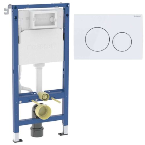 458.134.11.3 Duofix sanitarni montažni element za konzolnu WC šolju, sa ugradnim vodokotlićem(458.103.00.2), sa tipkom Delta 20 Round belom (115.127.11.1) i ugradjenim setom za montažu