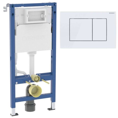 458.135.11.3 Duofix sanitarni montažni element za konzolnu WC šolju, sa ugradnim vodokotlićem(458.103.00.2), sa tipkom Delta 20 Square belom (115.137.11.1) i ugradjenim setom za montažu