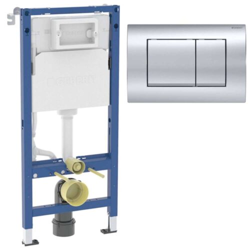458.135.21.3 Duofix sanitarni montažni element za konzolnu WC šolju, sa ugradnim vodokotlićem(458.103.00.2), sa tipkom Delta 20 Square hrom sjaj (115.137.21.1) i ugradjenim setom za montažu