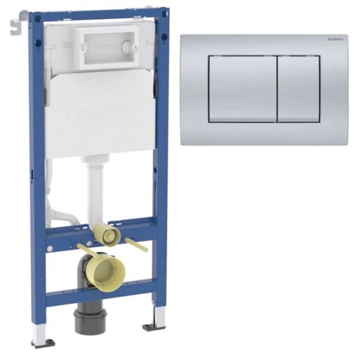 458.135.46.3 Duofix sanitarni montažni element za konzolnu WC šolju, sa ugradnim vodokotlićem(458.103.00.2), sa tipkom Delta 20 Square hrom mat (115.137.46.1) i ugradjenim setom za montažu