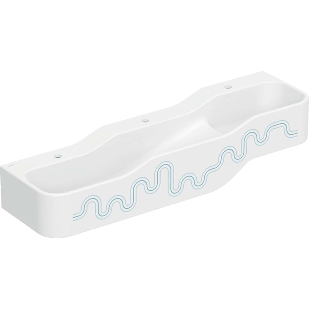 502.975.SX.1 Bambini umivaonik, dublji umivaonik levo sa 3 otvora za slavinu beli sa dekorom tamno plava/svetlo plava 140x39 cm