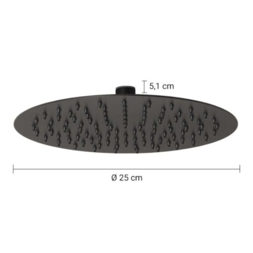 Tech 14 tuš ruža okrugla FI 25 cm mat crna